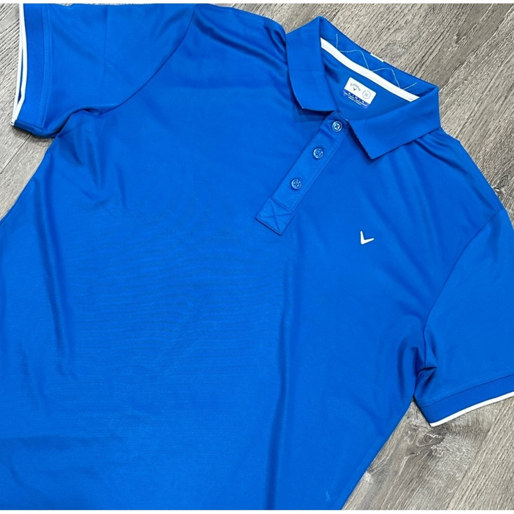 Callaway Polo Mens XL Blue Opti Dri Short Sleeve Performance‎ Stretch Golf Shirt